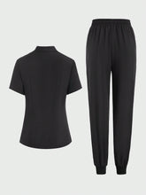 Women Scrubs With Half-Zipper Short Sleeve Top And Pants Sets Medical Nursing Uniform Scrub Set